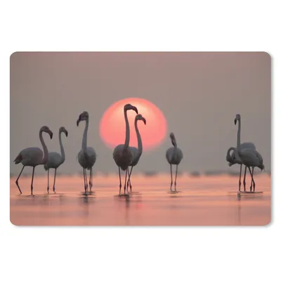 Produktbild von MuchoWow® Schreibtischunterlage Vogel - Flamingo - Sonnenuntergang - Rosa 60x40 cm - XXL Mauspad - Großes Mauspad