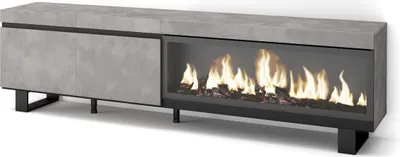 Immagine prodotto di COZY Mobile TV Soggiorno, 208x35x57cm, Per TV fino a 80, Camino elettrico XXL, Cemento