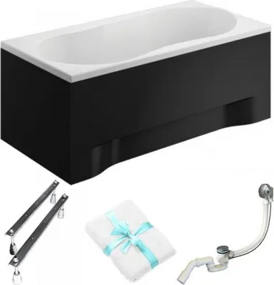 Produktbild von Aqua For You | Polimat Badewanne Gracja - 170x70cm - Schwarze Umrandung - Inklusive Siphon - Elegantes Design