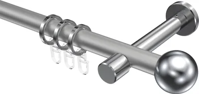 Produktbild von Interdeco Gardinenstange / Vorhangstange Silbergrau / Chrom, Typ Prestige Luino (Kugel), 20 mm Ø 1-läufig, 140 cm