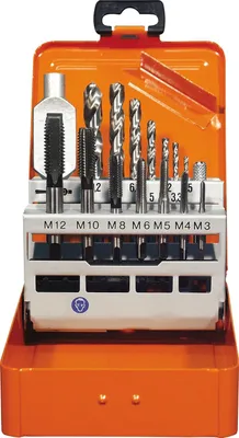 Produktbild von Gewindebohrer-Satz 15-teilig, M3 bis M12, HSS-G, für Metallbearbeitung