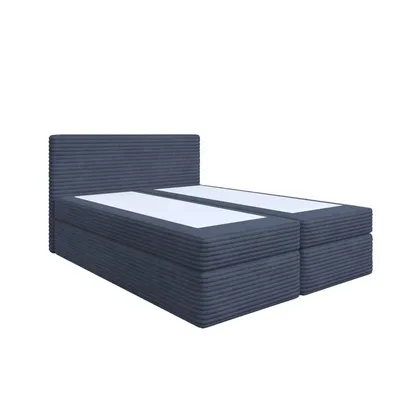 Produktbild von Bett Boxspringbett SENO ohne Topper mit Bettkästen - Doppelbett, Stauraum, Schlafzimmer, Polsterbett, Bettgestell (160x200, Dunkelblau - Tilia 77)