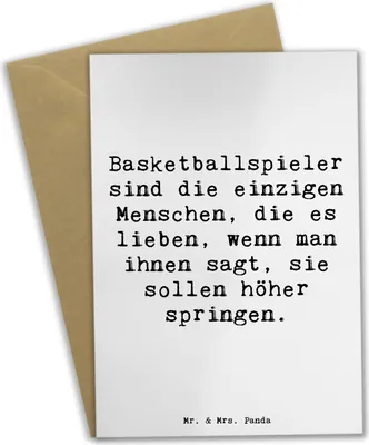 Produktbild von Mr. & Mrs. Panda Grußkarte Spruch Basketball Motivation - Weiß - Geschenk, weihnachtskarten, babykarte, Sport, Sprungkraft, Sportarten, einladungskarten, Teamsport