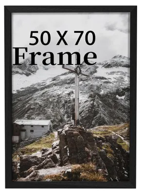 Zdjęcie produktu dla Czarne drewniane ramki na zdjęcia z przezroczystym akrylem, 50 x 70 cm