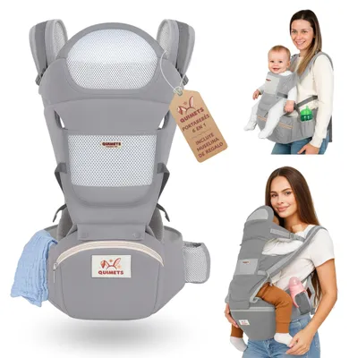 Produktbild von QUIMETS Babytrage 6-in-1 für Neugeborene, atmungsaktiv und ergonomisch, weich, l