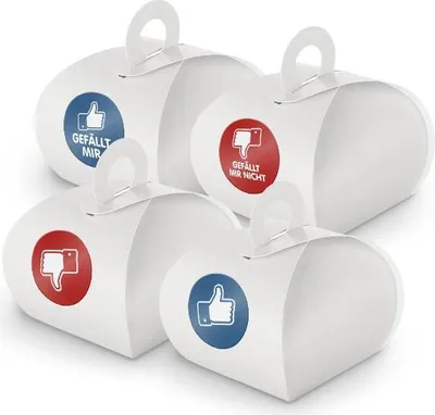 Produktbild von SET Daumen (Motiv38) 24x Geschenkschachtel mit Griff weiß + Sticker