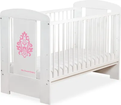 Produktbild von Glamour Babybett 120x60cm Weiß/Rosa mit Farbgraphic