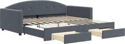 Zdjęcie produktu dla VidaXL 3197357, sofa rozkładana, Szary, Pianka, Metal, Poliester, Drewno, 2220 mm, 1100 mm