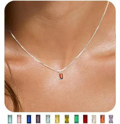 Produktbild von Kette Damen 14K Vergoldet/925 Sterling Silber mit Geburtsstein Anhänger 40+7cm Silber-01.Januar
