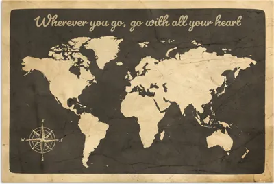 Produktbild von MuchoWow® Poster Weltkarte - Kompassrose - Zitat 90x60 cm - Schlafzimmer