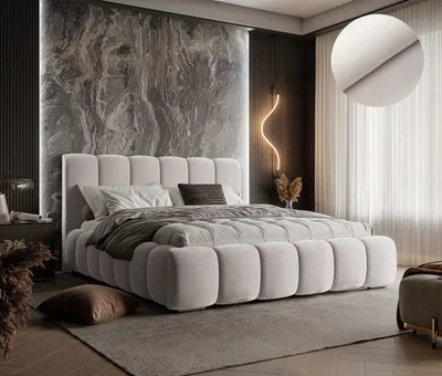Produktbild von Modernes Polsterbett TOKIO Farbe hellrosa ,Magic Velvet 2246, Schlaffläche 140 cm x 200cm ,Bett mit gepolstertem Kopfteil, Design-Bett mit Bettkasten