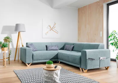 Image de MIUFORM Classy Sophie MAX - Canapé d'angle convertible avec coffre de rangement, configuration en L à gauche - 250 x 212 cm - Café au lait - Canapé, canapé-lit, divan