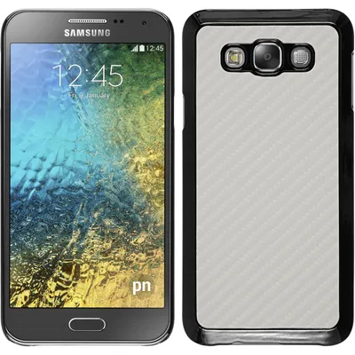 Produktbild von PhoneNatic Case kompatibel mit Samsung Galaxy E7 - Hülle weiß Carbonoptik Hard-case + 2 Schutzfolien