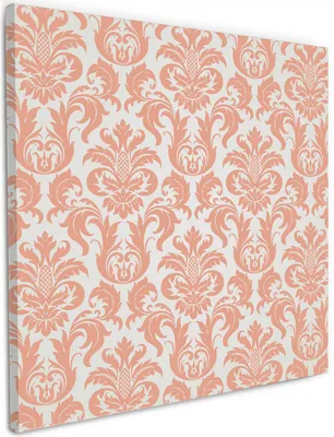 Produktbild von Wallario Premium Leinwandbild Königliche Schnörkelei in weiß und orange in Größe 50 x 50 cm