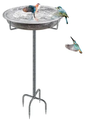 Immagine prodotto di Abbeveratoio per uccelli Elzusha, antigelo, per esterno. Vasca per uccelli in ghisa, abbeveratoio, distributore di cibo per uccelli, dimensioni 92x27 cm