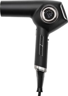 A black Efalock SYNFONIA High-Speed-Dryer is shown against a white background.