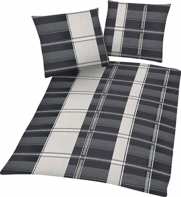 Produktbild von 3-tlg Mikrofaser Bettwäsche Set Bettgarnitur Bettbezug 200x220 2x Kissenbezug 80x80 Modern NEU Taupe Grau Schwarz Übergröße