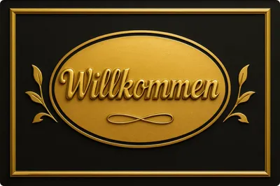 Produktbild von Blechschild 20x30cm - Willkommen Gold/Schwarz
