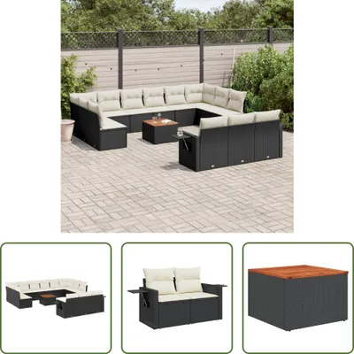 Produktbild von The Living Store 14-tlg. Garten-Sofagarnitur mit Kissen Schwarz Poly Rattan