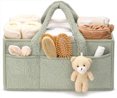 Obrázok produktu pre Doplnky do detskej izby – Organizér na plienky – Svetlozelená taška na odkladanie