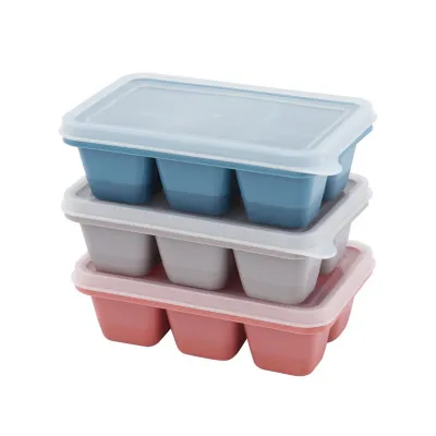 Produktbild von 1 Set Eiswürfelform mit Deckel 6 Gitter DIY Herstellung von Eiswürfeln Tray Box Silikonform Küchenhelfer