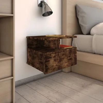 Produktbild von vidaXL Nachttisch Hängend 2 Stk. Räuchereiche 40x31x27cm Holzwerkstoff