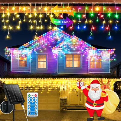 Solar-Lichtvorhang 25 m, 660 LEDs, IP65, 8 Modi, Fernbedienung