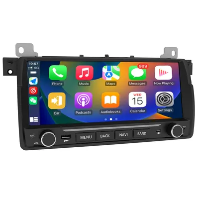 Image de Autoradio Hexinex DAB+ de 10,26 pouces pour BMW E46 Série 3 (318, 320, 325, M3), avec système Android, GPS, navigation, Carplay, WiFi, commandes au volant (SWC), Bluetooth, FM, RDS, 2+32 Go de mémoire