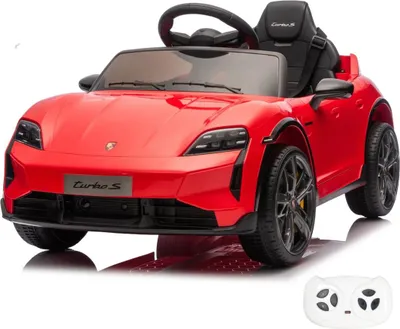 Immagine prodotto di Auto elettrica per bambini Porsche Taycan Turbo S 12 V (1–5 anni) – Con licenza ufficiale, telecomando, LED e avvio graduale – Veicolo elettrico per bambini – Rosso