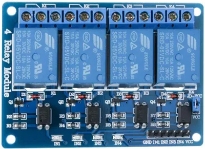 Imagen del producto de Módulo relé de 4 canales, 4CH, DC 5V, con conector óptico, compatible con UNO R3, Mega 1280, DSP, Arm, PIC, AVR, Raspberry Pi