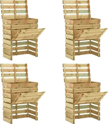 Image de Composteur à lattes 4 pièces 80x50x100 Bois de pin imprégné