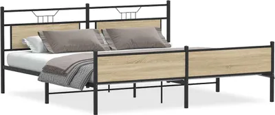 Obrázek produktu pro vidaXL Kovová postel bez matrace Sonoma dub 193x201 cm