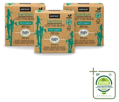 Immagine prodotto di 3 Cotone fioc in bambù biodegradabili e vegani - confezione grande - 3 pezzi