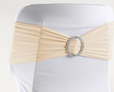 Produktbild von Stuhlschleifen Stretch, Creme - elastische Schleifenbänder mit Schnalle