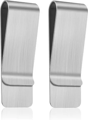 Image de Porte-cartes de crédit fin en acier inoxydable avec pince à billets, couleur argent