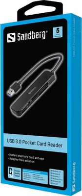 Zdjęcie produktu dla Kieszonkowy czytnik kart pamięci Sandberg USB 3.0