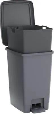 Obrázok produktu pre Unyqoos® Obdĺžnikový kôš na odpad 30 litrov – odpadkový kôš vyrobený z 95% recyklovaného plastu, s vyberateľnou vnútornou nádobou a robustným kovovým pedálom, vhodný do domácnosti aj do kancelárie