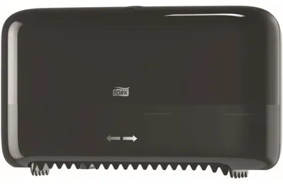 Produktbild von Tork 558048, Rollen-Toilettenpapierspender, Schwarz, Kunststoff, 360 mm, 130 mm, 207 mm