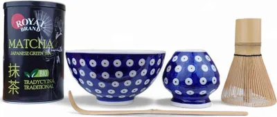 Productafbeelding van Japanse traditionele polen aardewerk - Matcha-theeset uit Bolesławiec