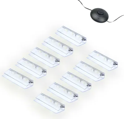Image de kalb | LED Eclairage des bords de verre Clip Set 3000K/5000K Transparent Plug & Play Set de 10 pièces blanc froid