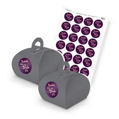 Produktbild von itenga SET Schön dass es dich gibt (Motiv 7) 24xGeschenkschachtel mit Griff grau