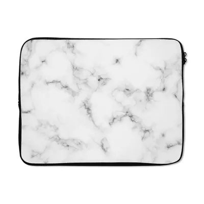 Produktbild von MuchoWow® Laptop Hülle 17 Zoll Laptoptasche Marmor - Textur - Grau - Schwarz - Zipper - Schutzabdeckung