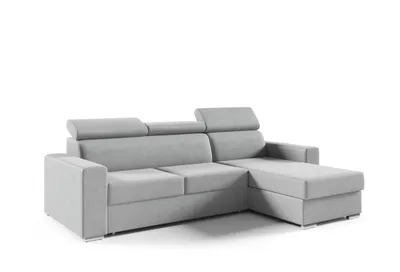 Produktbild von Ecksofa in L-Form NELA, L-förmige Eckcouch mit Schlaffunktion, ausziehbares Sofa, 1 Bettzeugbehälter, verstellbare Kopfstützen, (Kronos 53)