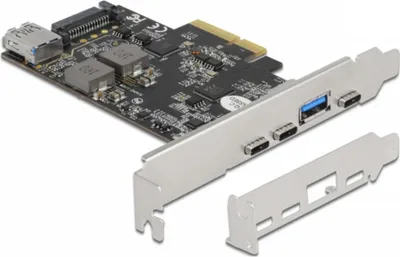 Produktbild von PCI Express x4 Karte zu 3 x USB Type-C + 2 x USB Typ-A - SuperSpeed USB 10 Gbps - Low Profile Formfaktor