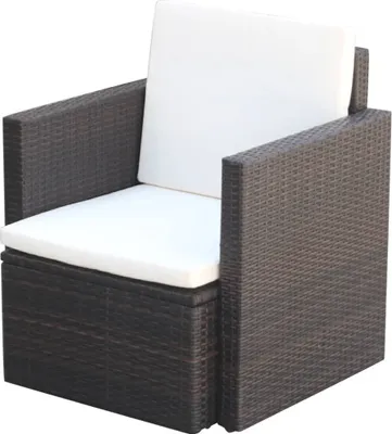 Immagine prodotto di Sedia da giardino con imbottitura e cuscini in poly rattan marrone