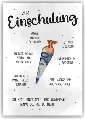 Produktbild von Geldgeschenk zur Einschulung Schultüte Jungen Mädchen Schulanfang Erstklässler – DIN A4 (21x29.7cm)