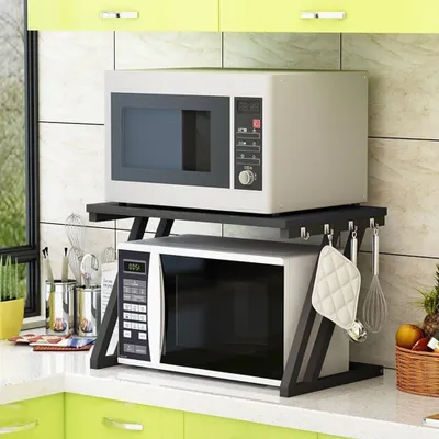 Produktbild von Mikrowellenofen Rack Küchenregal Mikrowellen Regal Gewürzregal  57×38×38cm Schwarz