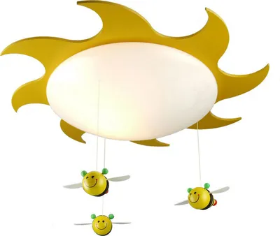 Produktbild von LED Deckenschale rund Sonne Bienen - Mobile Deckenlampe für Kinderzimmer Ø 53cm
