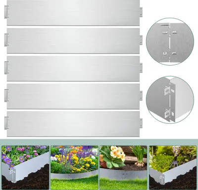 Produktbild von Jayseuw Rasenkante Metall Beeteinfassung Beetumrandung Mähkante Palisade Beetrand 100x15cm 20m