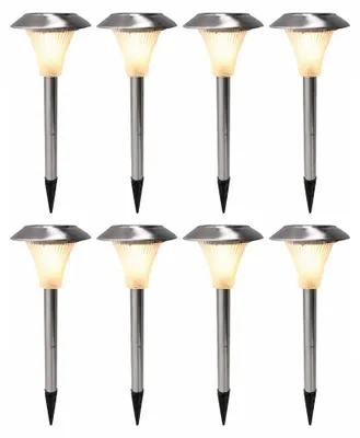 Produktbild von 8x LED Steckerleuchte, Edelstahl, Silber, Solar, Dämmerungssensor, IP44